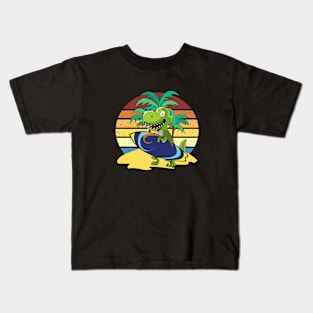 Surfing Dinosaur, Surfboard, Animals, T Rex, Summer Kids T-Shirt